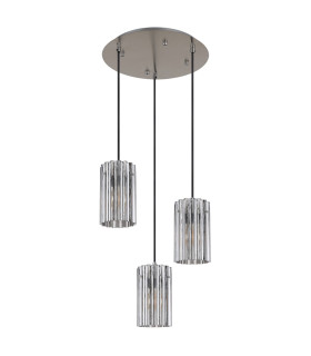 Cayden Cluster Pendant Ceiling Light Nickel Matt Clear Glass Shade 3x E27-2