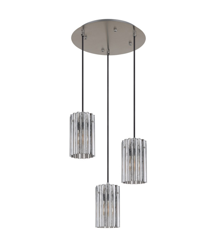 Cayden Cluster Pendant Ceiling Light Nickel Matt Clear Glass Shade 3x E27-2