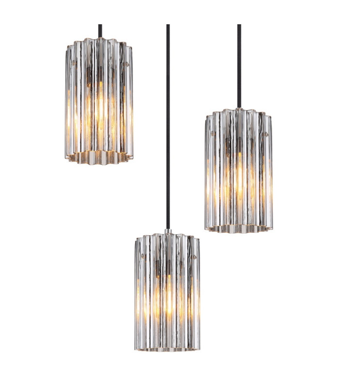 Cayden Cluster Pendant Ceiling Light Nickel Matt Clear Glass Shade 3x E27-3