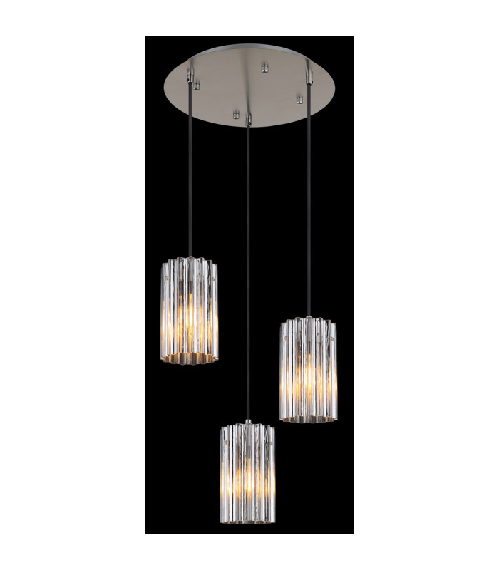 Cayden Cluster Pendant Ceiling Light Nickel Matt Clear Glass Shade 3x E27-4