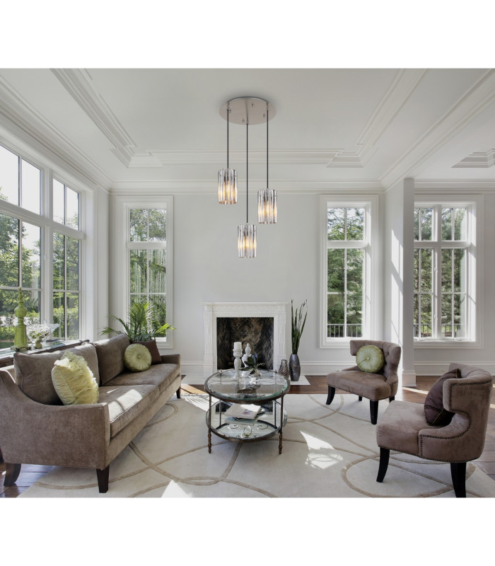 Cayden Cluster Pendant Ceiling Light Nickel Matt Clear Glass Shade 3x E27-5