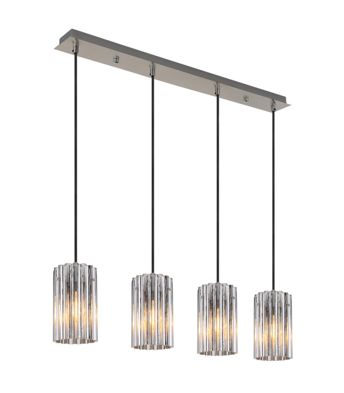 Cayden Bar Pendant Ceiling Light Nickel Matt Clear Glass Shade 4x E27-1
