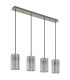 Cayden Bar Pendant Ceiling Light Nickel Matt Clear Glass Shade 4x E27-2