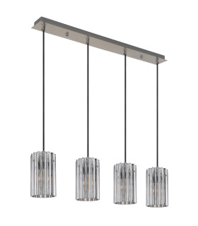 Cayden Bar Pendant Ceiling Light Nickel Matt Clear Glass Shade 4x E27-2