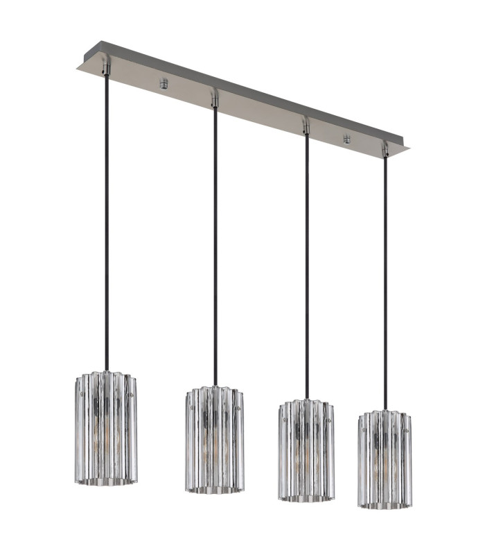 Cayden Bar Pendant Ceiling Light Nickel Matt Clear Glass Shade 4x E27-2