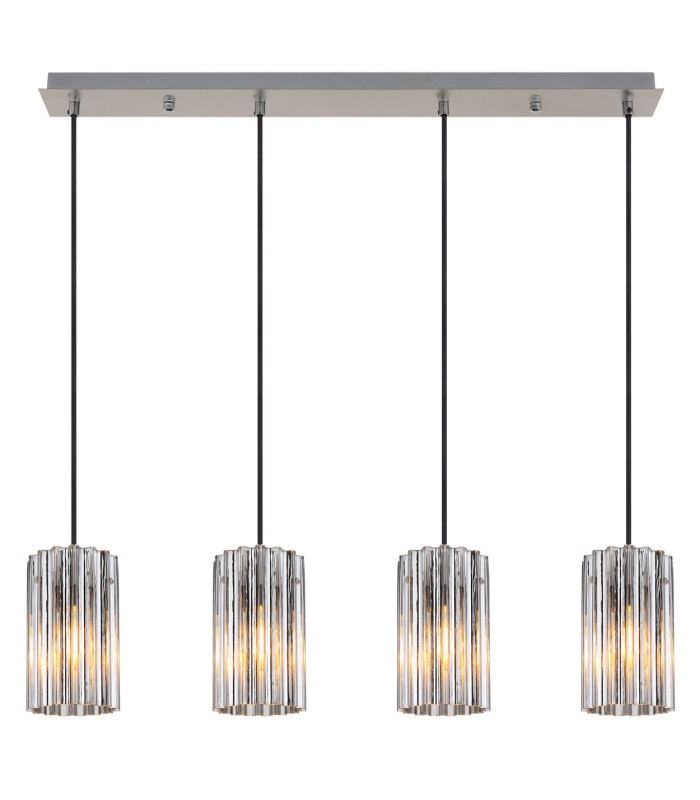 Cayden Bar Pendant Ceiling Light Nickel Matt Clear Glass Shade 4x E27-3