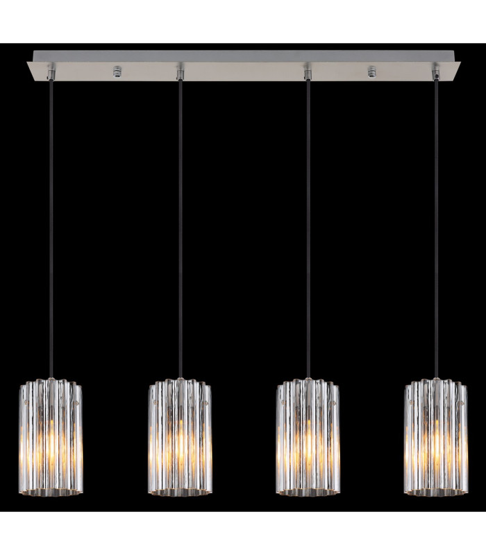 Cayden Bar Pendant Ceiling Light Nickel Matt Clear Glass Shade 4x E27-5