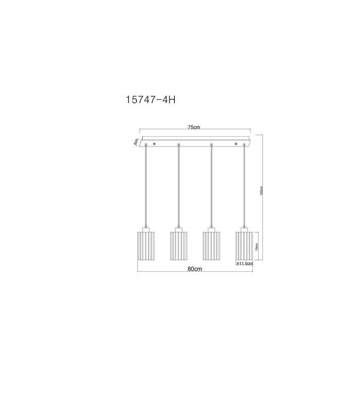 Cayden Bar Pendant Ceiling Light Nickel Matt Clear Glass Shade 4x E27-7