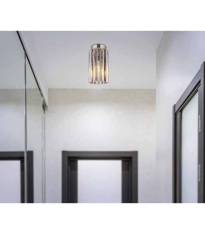 Cayden Ceiling Light Nickel Matt Clear Glass Shade 1x E27-4