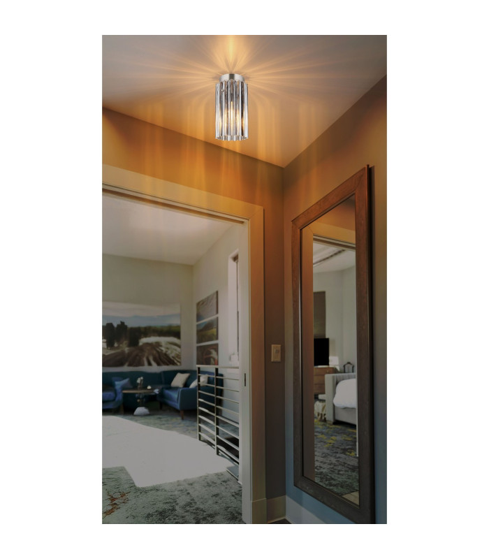 Cayden Ceiling Light Nickel Matt Clear Glass Shade 1x E27-5