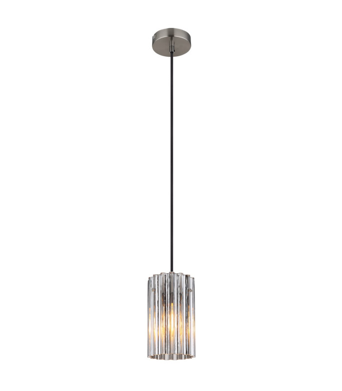 Cayden Slim Pendant Ceiling Light Nickel Matt Clear Glass Shade 1x E27-1