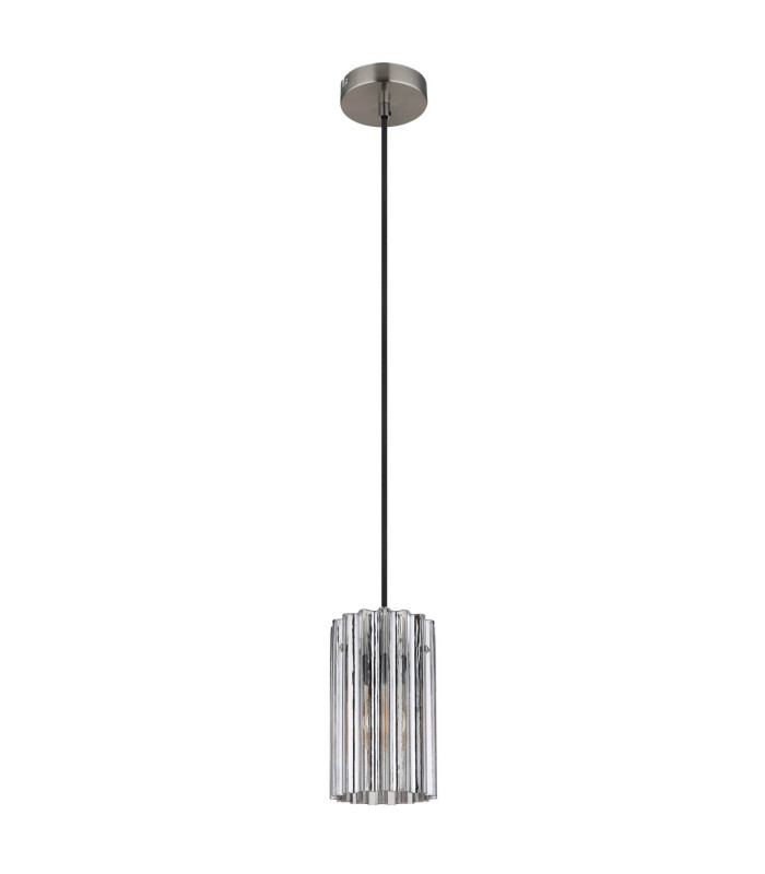 Cayden Slim Pendant Ceiling Light Nickel Matt Clear Glass Shade 1x E27-2