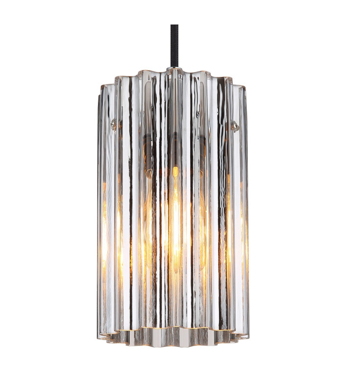 Cayden Slim Pendant Ceiling Light Nickel Matt Clear Glass Shade 1x E27-3