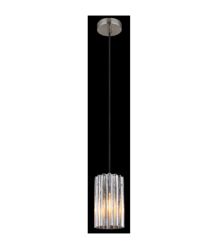 Cayden Slim Pendant Ceiling Light Nickel Matt Clear Glass Shade 1x E27-4