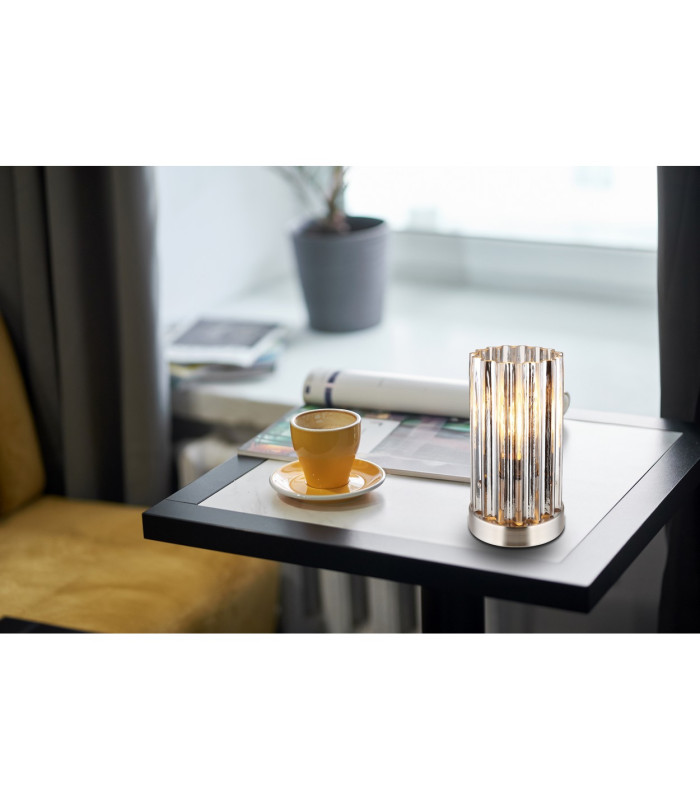 Cayden Glass Table Lamp Nickel Matt Clear Glass Shade 1x E27-8