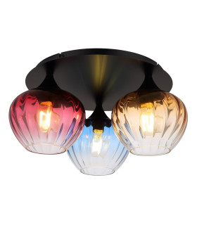 Sander Shade Cluster Ceiling Light Matt Black Amber Blending Glass Shade 3x E27-1