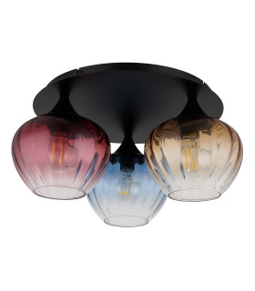 Sander Shade Cluster Ceiling Light Matt Black Amber Blending Glass Shade 3x E27-2