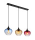 Sander Bar Pendant Ceiling Light Matt Black Blue Blending Glass Shade 3x E27-1