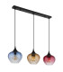 Sander Bar Pendant Ceiling Light Matt Black Blue Blending Glass Shade 3x E27-2