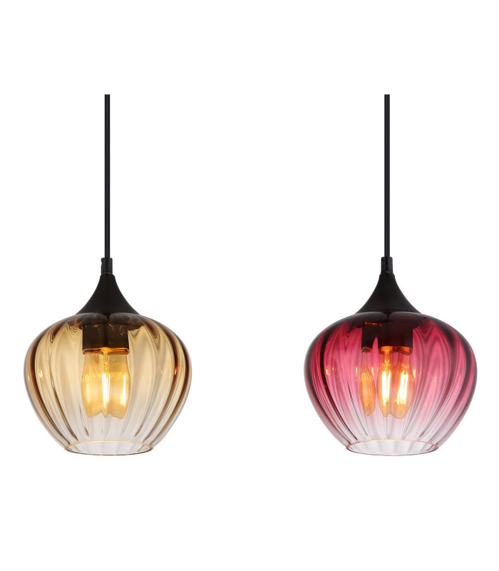 Sander Bar Pendant Ceiling Light Matt Black Blue Blending Glass Shade 3x E27-4