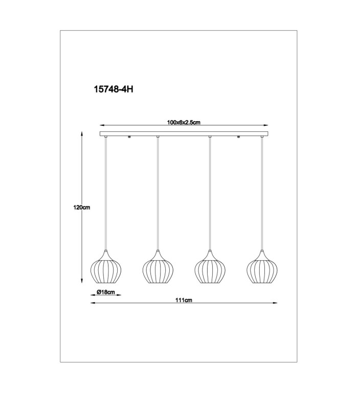 Sander Bar Pendant Ceiling Light Matt Black Blending Glass Shade 4x E27-5