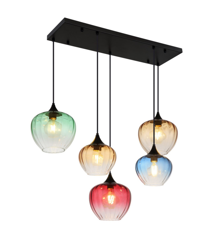 Sander Cluster Pendant Ceiling Light Matt Black Blending Glass Shade 5x E27-1
