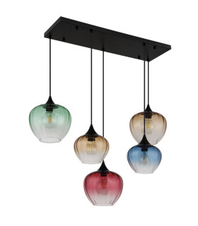 Sander Cluster Pendant Ceiling Light Matt Black Blending Glass Shade 5x E27-2