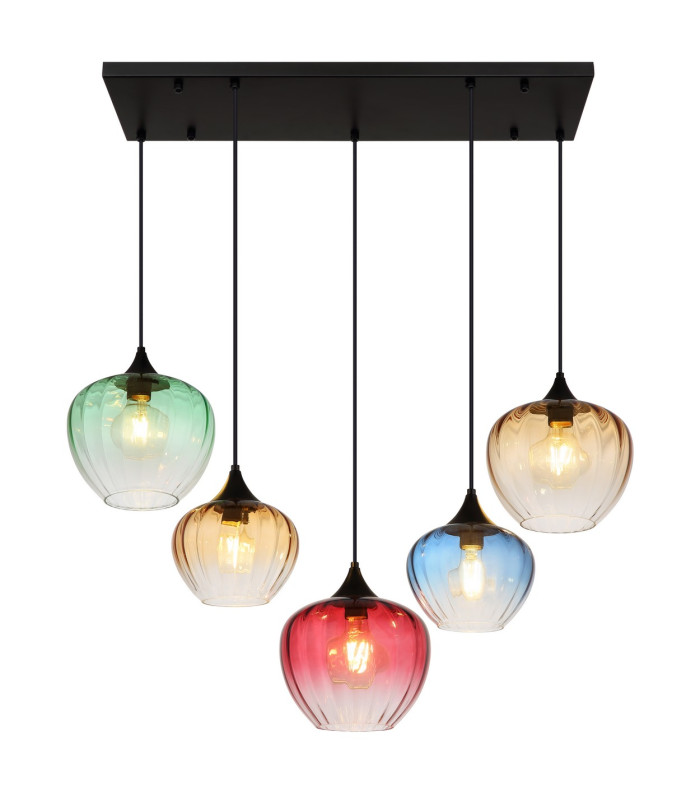 Sander Cluster Pendant Ceiling Light Matt Black Blending Glass Shade 5x E27-3