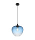 Sander Dome Pendant Ceiling Light Matt Black Blue Glass Shade 1x E27-1