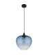 Sander Dome Pendant Ceiling Light Matt Black Blue Glass Shade 1x E27-2