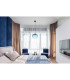Sander Dome Pendant Ceiling Light Matt Black Blue Glass Shade 1x E27-4
