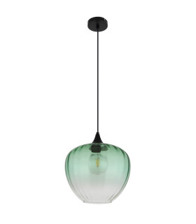 Sander Dome Pendant Ceiling Light Matt Black Green Glass Shade 1x E27-2