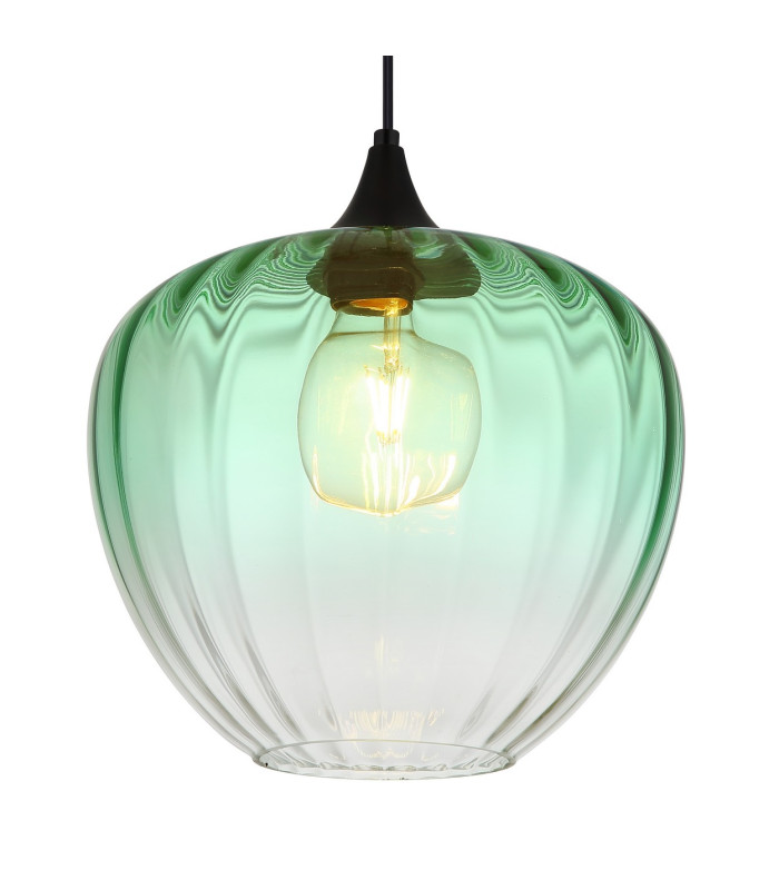 Sander Dome Pendant Ceiling Light Matt Black Green Glass Shade 1x E27-3