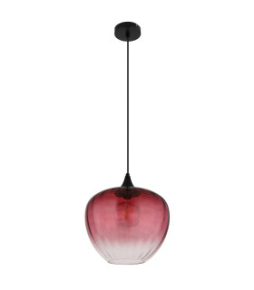 Sander Dome Pendant Ceiling Light Matt Black Red Glass Shade 1x E27-2