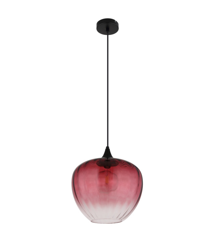 Sander Dome Pendant Ceiling Light Matt Black Red Glass Shade 1x E27-2