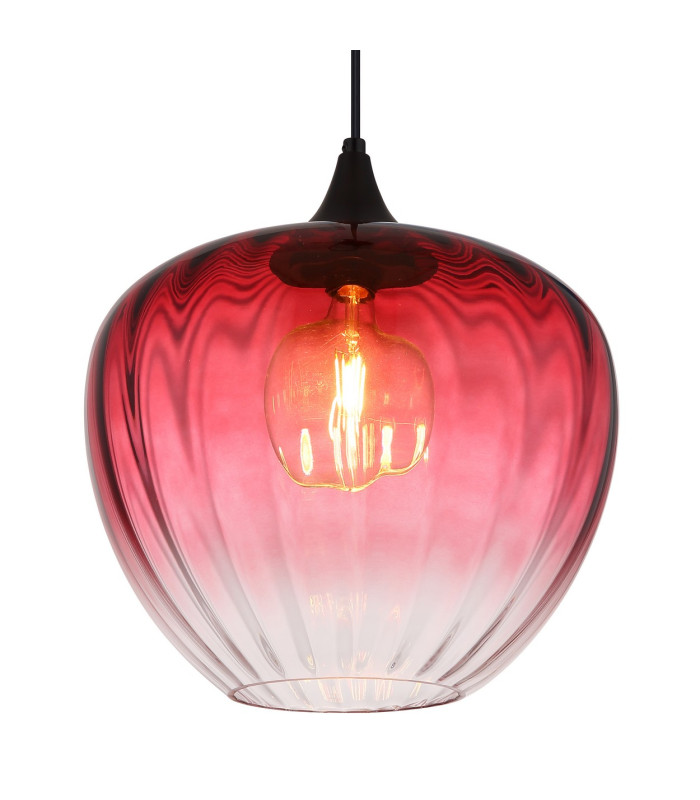 Sander Dome Pendant Ceiling Light Matt Black Red Glass Shade 1x E27-3