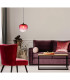 Sander Dome Pendant Ceiling Light Matt Black Red Glass Shade 1x E27-4