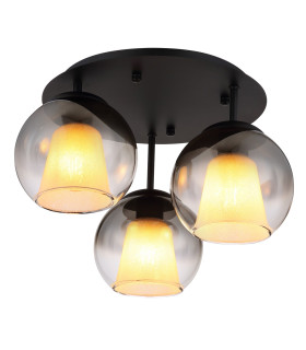 Barry Shade Cluster Ceiling Light Matt Black Balls Smoke Glass Shade 3x E27-1