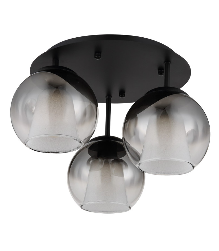 Barry Shade Cluster Ceiling Light Matt Black Balls Smoke Glass Shade 3x E27-2
