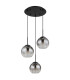 Barry Cluster Pendant Ceiling Light Matt Black Balls Smoke Glass Shade 3x E27-2