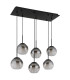 Barry Cluster Pendant Ceiling Light Matt Black Balls Smoke Glass Shade 6x E27-2
