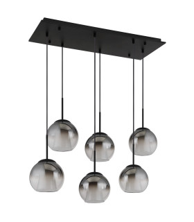 Barry Cluster Pendant Ceiling Light Matt Black Balls Smoke Glass Shade 6x E27-2