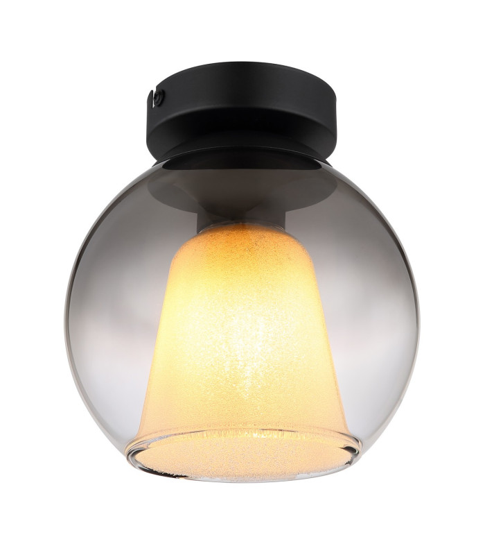 Barry Globe Ceiling Light Matt Black Ball Smoke Glass Shade 1x E27-1