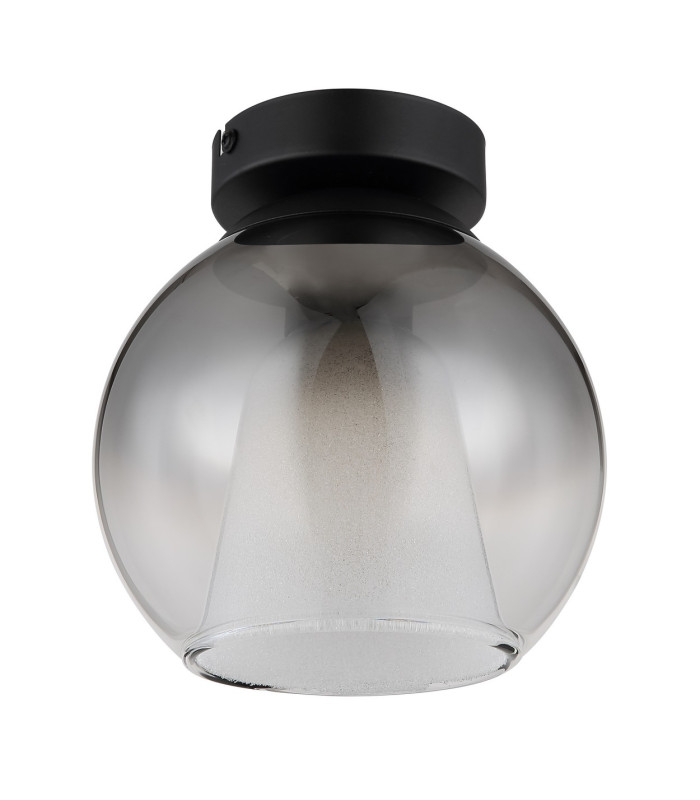 Barry Globe Ceiling Light Matt Black Ball Smoke Glass Shade 1x E27-2