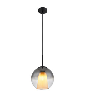 Barry 25cm Dome Pendant Ceiling Light Matt Black Ball Smoke Glass Shade 1x E27-1