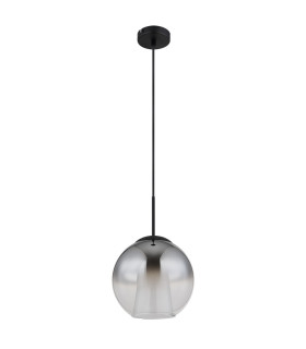 Barry 25cm Dome Pendant Ceiling Light Matt Black Ball Smoke Glass Shade 1x E27-2