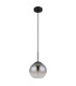 Barry 20cm Dome Pendant Ceiling Light Matt Black Ball Smoke Glass Shade 1x E27-2