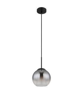 Barry 20cm Dome Pendant Ceiling Light Matt Black Ball Smoke Glass Shade 1x E27-2