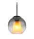 Barry 20cm Dome Pendant Ceiling Light Matt Black Ball Smoke Glass Shade 1x E27-3