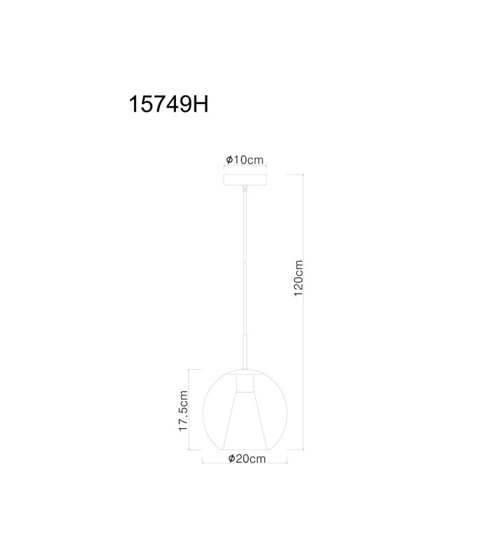 Barry 20cm Dome Pendant Ceiling Light Matt Black Ball Smoke Glass Shade 1x E27-5